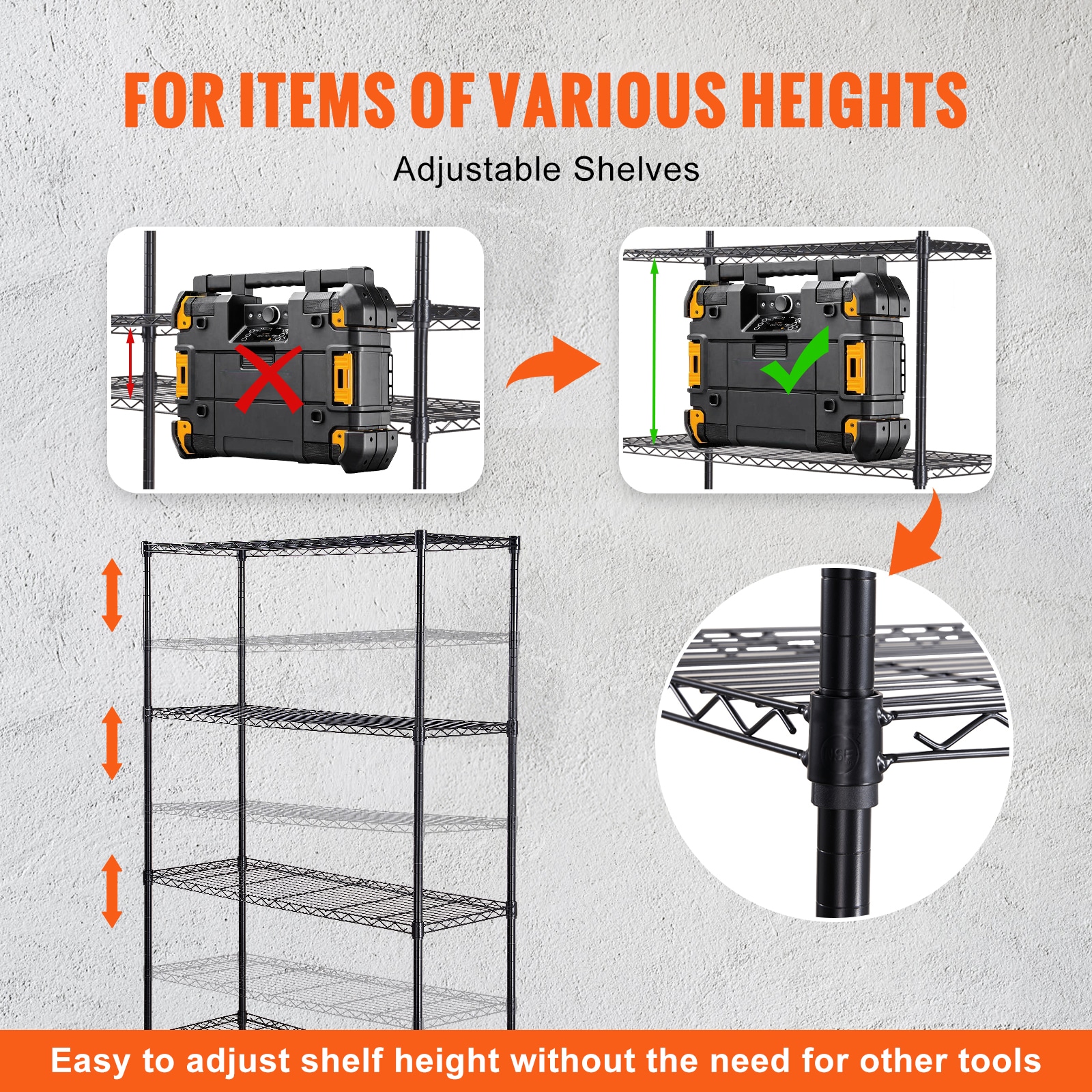 Heavy Duty Metal Storage Shelving Unit With Wheels 4 Tier Rack_voghion.com